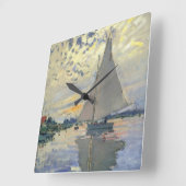Sailboat Le Petit-Gennevilliers by Claude Monet スクエア壁時計 (傾斜)