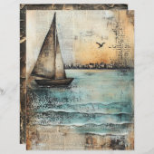 Sailboat Mixed Media Junk Journalページ (正面/裏面)