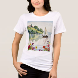Sailboat on a quiet lake トライブレンドＴシャツ