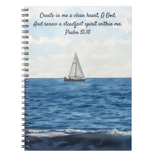 Sailboat on Ocean Art Bible Verse Prayer Journal ノートブック (正面)