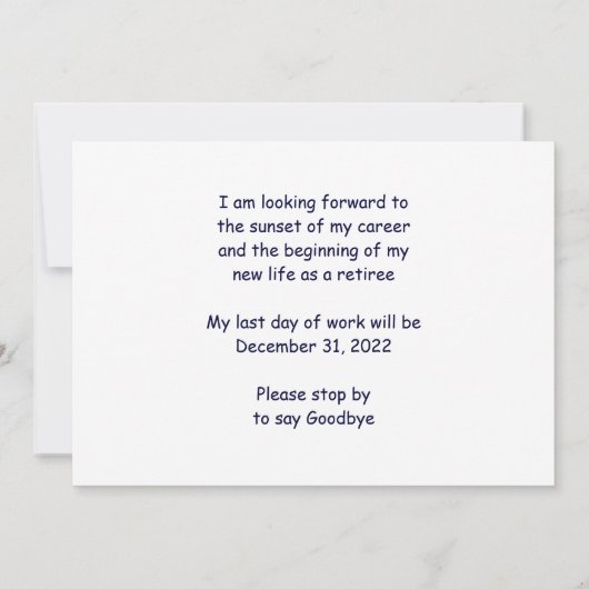 Sailboat Orange Sunset Retiment 案内状 (裏面)