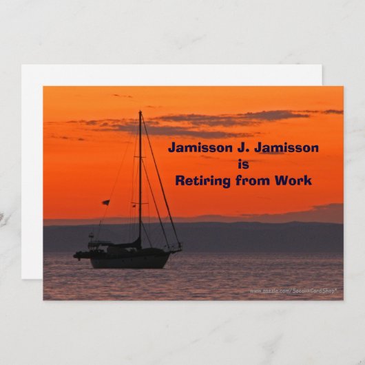 Sailboat Orange Sunset Retiment 案内状 (正面/裏面)