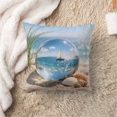 Sailboat Reflection In Glass Sphere クッション (ブランケット)