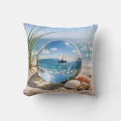 Sailboat Reflection In Glass Sphere クッション (正面)