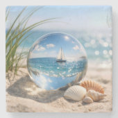 Sailboat Reflection In Glass Sphere ストーンコースター (正面)