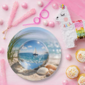 Sailboat Reflection In Glass Sphere ペーパープレート (パーティー)