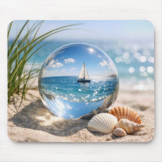 Sailboat Reflection In Glass Sphere マウスパッド (正面)