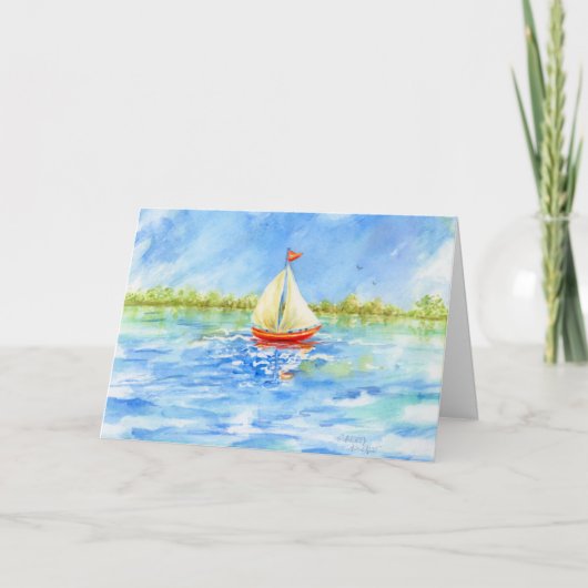 Sailboat Reflections Blank Note Greeting Card カード (正面)