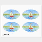 Sailboat Reflections Stickers 楕円形シール (シート)