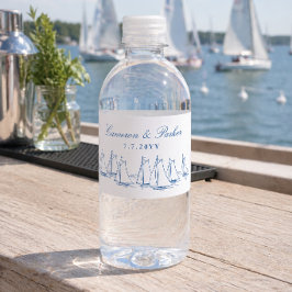 Sailboat Regatta Yacht Club Wedding Favor ペットボトルラベル