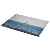 Sailboat Sailing on the Ocean Blue Glass カッティングボード (角)