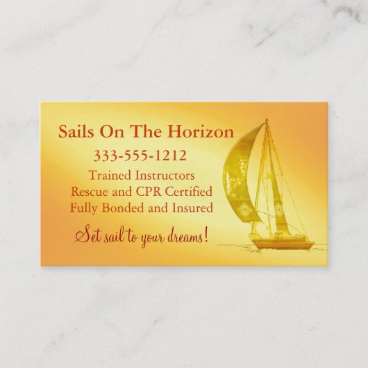 Sailboat Sales Lessons Business Cardのカスタマイズ 名刺 (正面)