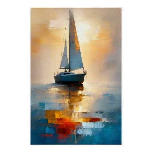 Sailboat Seascape Wall Art  ポスター (正面)