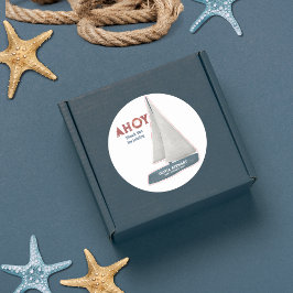 Sailboat Thank you 航海の Baby Shower ラウンドシール