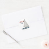 Sailboat Thank you 航海の Baby Shower ラウンドシール (封筒)