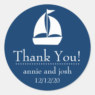 Sailboat Thank You Labels (Dark Blue) ラウンドシール
