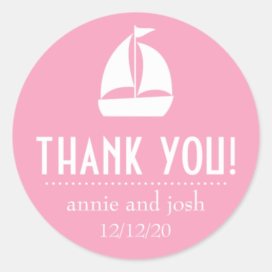 Sailboat Thank You Labels (Pink) ラウンドシール (正面)