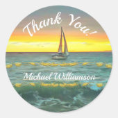 Sailboat Thank You on Banderas Bay 0884 ラウンドシール (正面)