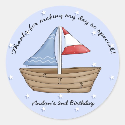 Sailboat Thank You Sticker ラウンドシール (正面)
