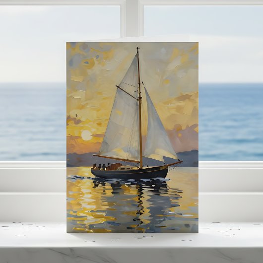 Sailboat Themed Happy Birthday カード