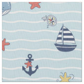 Sailboat, Wave and Whale Pattern ID1228 ファブリック (クローズアップ)
