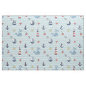 Sailboat, Wave and Whale Pattern ID1228 ファブリック (ファットクウォーター)