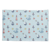 Sailboat, Wave and Whale Pattern ID1228 枕カバー (裏面)