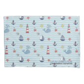 Sailboat, Wave and Whale Pattern ID1228 枕カバー (正面)