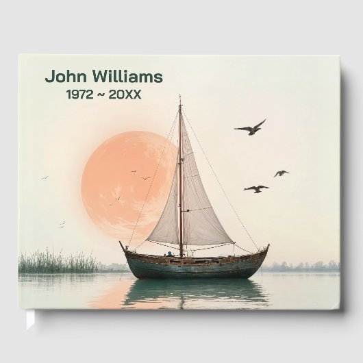 Sailboat With Seagulls For Memorial Service ゲストブック (正面)