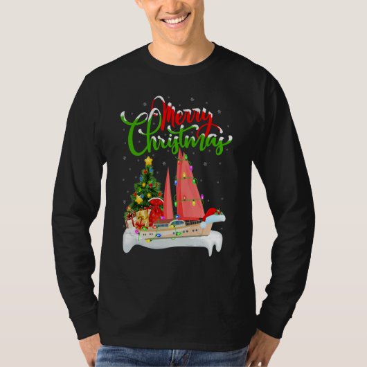 SailBoat  Xmas Decorations Santa SailBoat Christma Tシャツ (正面)
