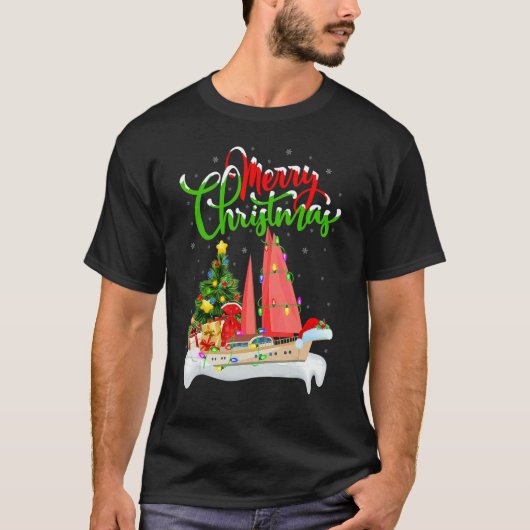 SailBoat  Xmas Decorations Santa SailBoat Christma Tシャツ (正面)