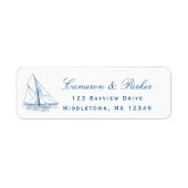 Sailboat Yacht Club Wedding Return Address ラベル (正面)