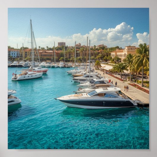 Sailboats and Speedboat at Yacht Haven ポスター (正面)