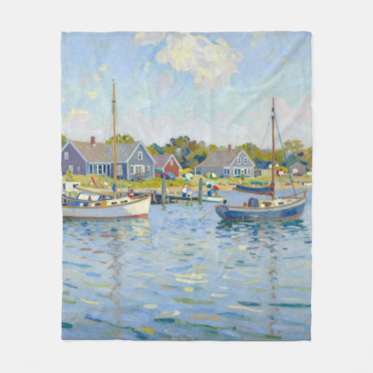 Sailboats Impressionism New England フリースブランケット (正面)