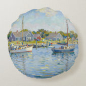 Sailboats Impressionism New England ラウンドクッション (裏面)