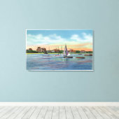 Sailboats in Lewis Bay, Englewoodビーチビュー キャンバスプリント (インサイチュ (ウッドフロア))