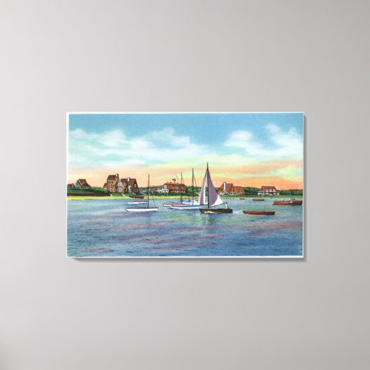 Sailboats in Lewis Bay, Englewoodビーチビュー キャンバスプリント (正面)