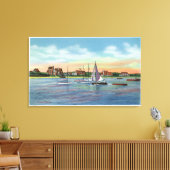 Sailboats in Lewis Bay, Englewoodビーチビュー キャンバスプリント (インサイチュ (リビング))