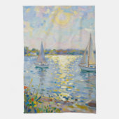 Sailboats New England Summer キッチンタオル (縦)