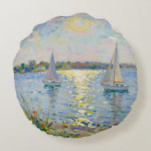 Sailboats New England Summer ラウンドクッション (裏面)