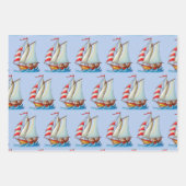 Sailboats On The Sea ラッピングペーパーシート (正面)