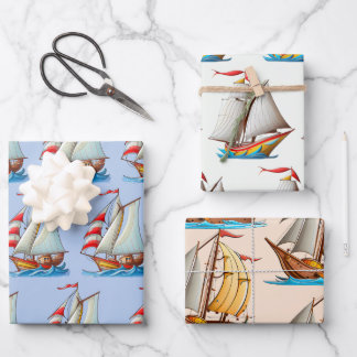 Sailboats On The Sea ラッピングペーパーシート