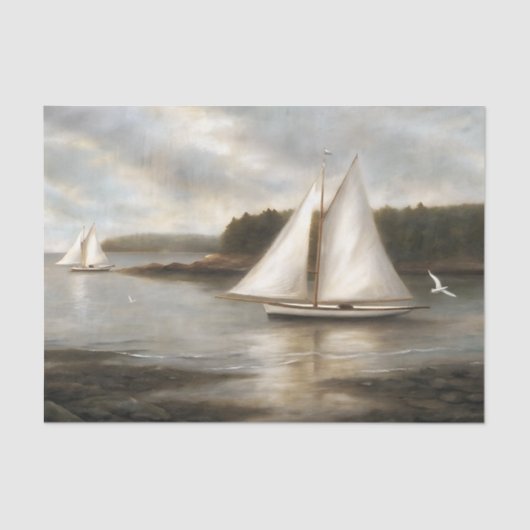 Sailboats on Tranquil Bay Decoupage 薄葉紙 (正面)