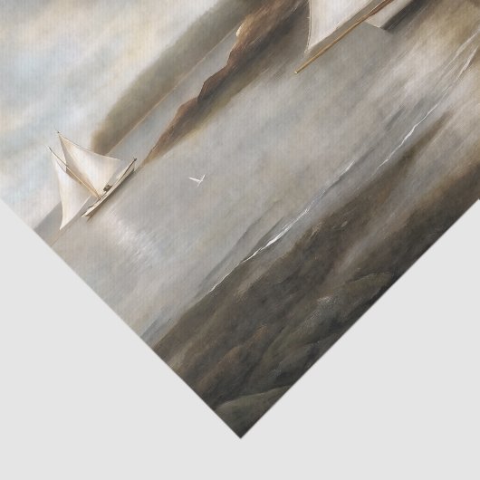 Sailboats on Tranquil Bay Decoupage 薄葉紙 (詳細)