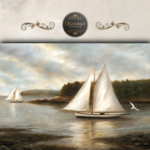 Sailboats on Tranquil Bay Decoupage