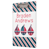 Sailbotsストライプのクリップボパーソナライズされたード クリップボード (左)