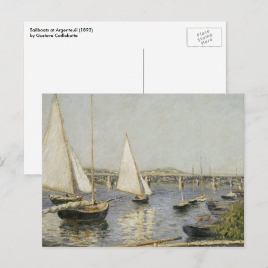 Sailbots at Argenteuil by Gustave Caillebotte ポストカード (正面/裏面)