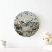 Sailbots at Argenteuil by Gustave Caillebotte ラージ壁時計 (ホーム)