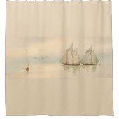 Sailbots At Sea 航海の Art by Louis Prang & Co. シャワーカーテン (正面)