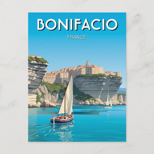 Sailbots in Bonifacio Corsicaフランス旅行 ポストカード (正面)